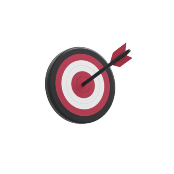 rosso e bianca bersaglio con nero freccia nel centro simboleggia precisione e successo. bersaglio è circolare con alternato rosso e bianca anelli, e freccia è perfettamente allineato png