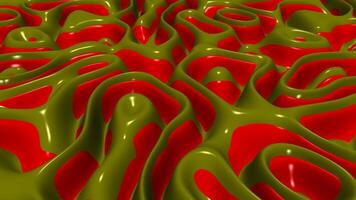 esclusivo fluido animazione di oliva e rosso plasma onde, scintillante metallico mette in risalto, senza soluzione di continuità looping elegante astratto sfondo design video