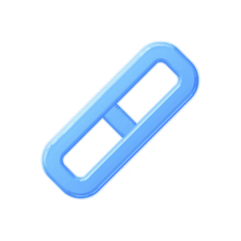 Blue, glossy, 3D rendered link icon with modern design, symbolizing connectivity and digital communication. icon features rectangular shape with rounded edges and central dividing line png