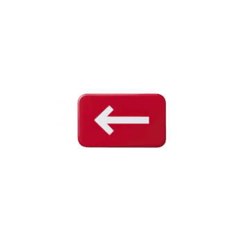 Red rectangular sign with white left pointing arrow symbol, indicating direction or navigation. simple design is clear and easily recognizable for guidance purposes png