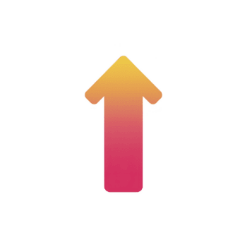 Vibrant gradient arrow pointing upwards, featuring smooth transition from yellow to pink, symbolizing progress and positivity. design is simple yet eye catching png