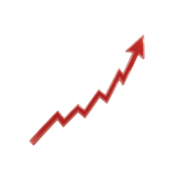 röd sicksack- pil pekande uppåt symboliserar tillväxt, Framgång, eller öka i data eller statistik. pil dynamisk form förmedlar känsla av framsteg och positiv förändra png
