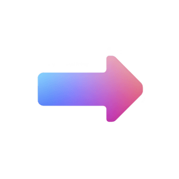 Gradient arrow icon with smooth transition from blue to pink, symbolizing direction or movement. vibrant colors create modern and dynamic feel png