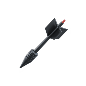 Black dart with pointed tip and red end, designed for precision in dart games. dart features sleek body and stabilizing fins, ideal for competitive or casual play png