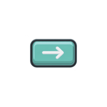 glanzend turkoois knop met wit pijl richten Rechtsaf, symboliseert richting of navigatie, geïsoleerd Aan transparantie achtergrond. knop heeft modern, digitaal uiterlijk png