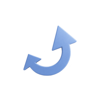 Blue curved arrow icon with smooth texture, pointing upwards and to right, symbolizing direction or movement. design is simple and modern, suitable for digital interfaces png