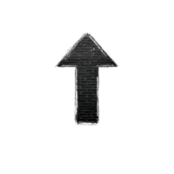 texturizado negro flecha señalando hacia arriba con ladrillo modelo en transparente antecedentes. flecha tiene bruto, bosquejo me gusta apariencia, dando eso mano dibujado sensación png