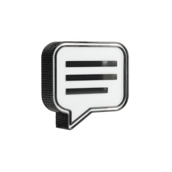 3D speech bubble icon with black outline and transparency background, featuring three horizontal lines representing text. design is simple and modern, suitable for communication or messaging png
