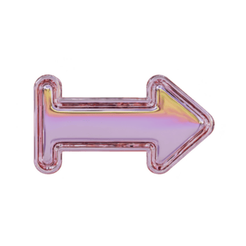 skinande, regnbågsskimrande pil pekande till rätt genomskinlighet bakgrund, med metallisk och reflekterande utseende. pil har modern och elegant design, lämplig för digital gränssnitt eller grafisk design png