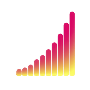 colorato pendenza bar grafico con crescente verticale barre, simboleggiante crescita e progresso. barre transizione a partire dal giallo a base per rosa a superiore, la creazione di vivace visivo effetto png