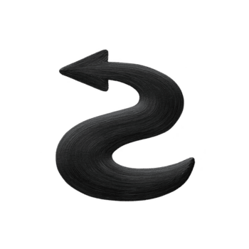 Schwarz, gebogen Pfeil mit texturiert Oberfläche Punkte links, symbolisieren Richtung oder Navigation. Pfeil einzigartig gestalten fügt hinzu dynamisch und künstlerisch berühren, Herstellung es geeignet zum Design Elemente png