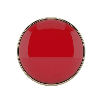 Shiny red button with metallic rim, reflecting light, isolated on transparency background. button glossy surface and vibrant color make it visually striking and attention grabbing png