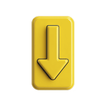 amarelo 3d seta apontando para baixo é centrado em retangular botão, simbolizando baixar ou direção. lustroso terminar acrescenta moderno tocar, fazer isto visualmente atraente png