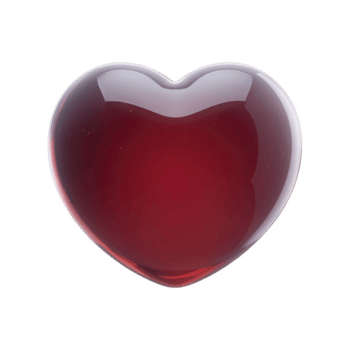 glansig röd hjärta formad objekt med slät, reflekterande yta, symboliserar kärlek och tillgivenhet. hjärta visas tre dimensionell och är isolerat på genomskinlighet bakgrund png