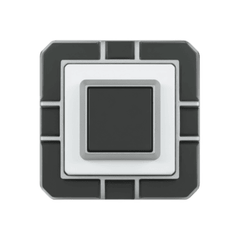 moderno, geometrico, nero e bianca piazza pulsante con stratificato disegno, con elegante e minimalista stile. pulsante ha futuristico aspetto esteriore, adatto per Tech interfacce png