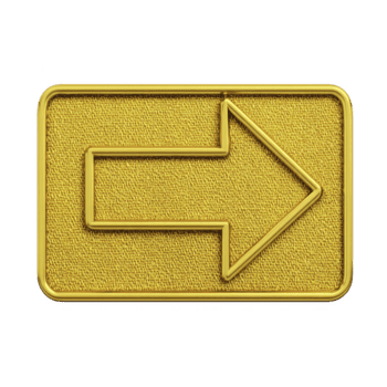 guld texturerad pil pekande rätt är uppsättning mot genomskinlighet bakgrund, skapande slående kontrast. pil är djärv och metallisk, symboliserar riktning och rörelse png