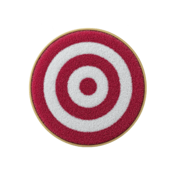 circulaire deurmat met rood en wit in de roos patroon, met concentrisch cirkels, voegt toe speels tintje naar ieder entree. levendig ontwerp is beide functioneel en decoratief png