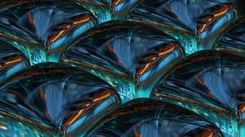 elegante metallico riflessione nel rotante techno cubi con premio sfondo, elite esclusivo tecnologico modello design video