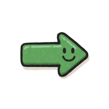 verde freccia con sorridente viso punti per Giusto, veicolare allegro e positivo direzione. freccia è delineato nel Nero, aggiungendo contrasto per suo vivace colore png