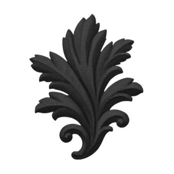 ornato nero foglia design con intricato dettagliare, in mostra classico e elegante stile. foglia Caratteristiche curvo Linee e strutturato superficie, aggiungendo profondità e raffinatezza per decorativo elemento png