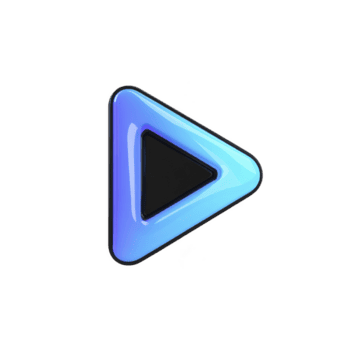 Glossy blue 3D play button icon with triangular shape, featuring shiny and modern design. icon is isolated on transparent background, ideal for digital media use png