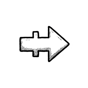 Hand drawn black arrow pointing to right on transparency background, conveying direction and movement. sketchy style adds casual and artistic touch png