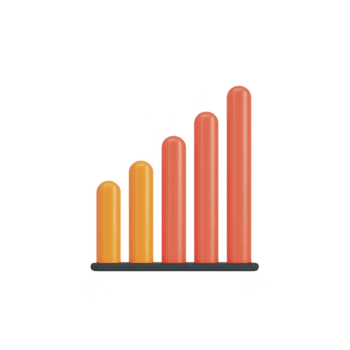 colorato 3d bar grafico con cinque verticale barre variando altezza, che vanno a partire dal giallo per rosso, rappresenta dati crescita o confronto. barre siamo impostato nero base, illustrare semplice ancora efficace visivo png