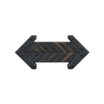 negro de madera flecha firmar con cheurón patrón, presentando rústico y texturizado diseño, señalando en ambos direcciones. firmar es aislado en transparencia antecedentes png