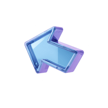 3d blauw en Purper pijl icoon richten links, met glanzend en transparant ontwerp, geïsoleerd Aan transparantie achtergrond. pijl heeft modern en strak uiterlijk png