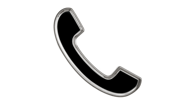 svart och silver- telefon mottagare ikon med elegant, modern design, isolerat på genomskinlighet bakgrund. detta symbol är vanligen Begagnade till representera telefon samtal eller kommunikation i digital gränssnitt png