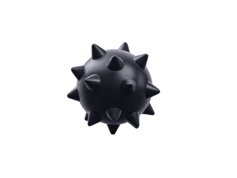 nero spinoso palla con liscio superficie e multiplo appuntito picchi, somigliante cartone animato il mio o stilizzato virus, isolato su trasparenza sfondo. oggetto ha lucido finire e simmetrico design png