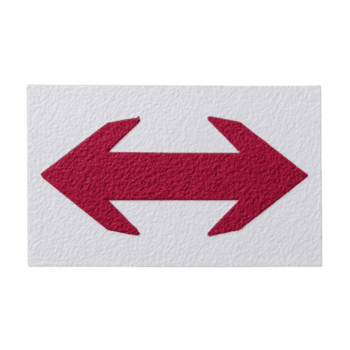 röd dubbel- headed pil symbol på texturerad genomskinlighet bakgrund, indikerar riktning eller val. pil är djärv och centrerad, skapande klar och slående visuell png