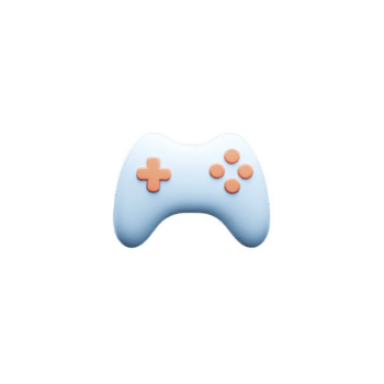 Light blue gaming controller with orange buttons, symbolizing fun and entertainment. design is simple and modern, appealing to gamers and tech enthusiasts png