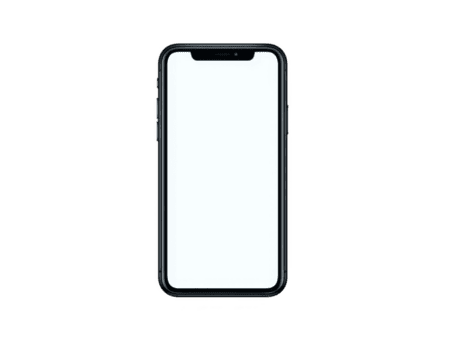 Sleek smartphone with blank screen is displayed against transparency background, showcasing its modern design and minimalistic style. device black frame and rounded edges highlight its png