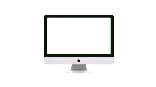 lustroso, moderno computador monitor com em branco branco tela é exibido contra avião fundo, enfatizando Está minimalista Projeto e funcionalidade png