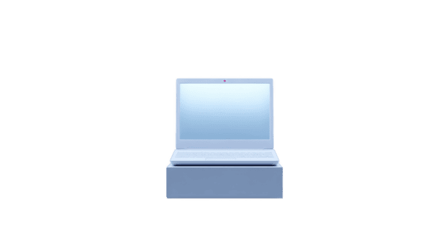 Sleek, modern laptop with minimalist design is displayed plain background, emphasizing its clean lines and contemporary style. laptop screen is open, showcasing its slim profile and elegant png