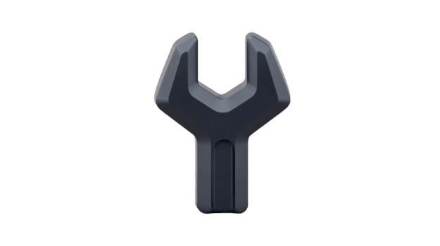 3D illustration of black wrench icon, symbolizing tools and repair, isolated on transparency background. design is simple and modern, suitable for digital interfaces png