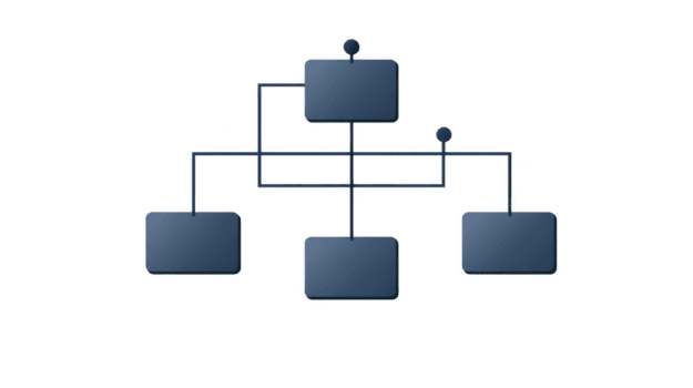 simples organizacional gráfico com hierárquico estrutura, apresentando conectado retangular nós dentro Sombrio azul cor, representando diferente níveis ou departamentos. Projeto é minimalista e Claro png