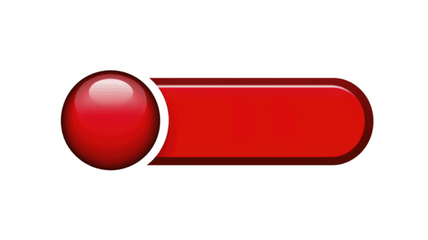 glansig röd toggle växla ikon med cirkulär knapp på vänster och rektangulär bar förlängning till höger, symboliserar aktivering eller kraft png