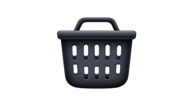 nero shopping cestino icona con maneggiare, con verticale fessure per design. cestino è semplice e moderno, adatto per digitale interfacce o shopping applicazioni png