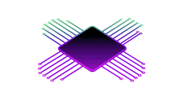 futurista, brillante geométrico diseño caracteristicas central diamante forma con radiante líneas, creando tecnología inspirado, vibrante estético. degradado colores transición suavemente, agregando profundidad y intriga png