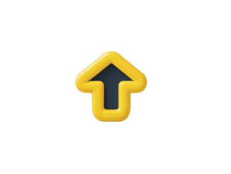vibrerande gul uppåt pil ikon med mörk Centrum, symboliserar riktning och framsteg. detta grafisk element kan vara Begagnade i olika digital mönster, förstärkning användare gränssnitt och navigering png