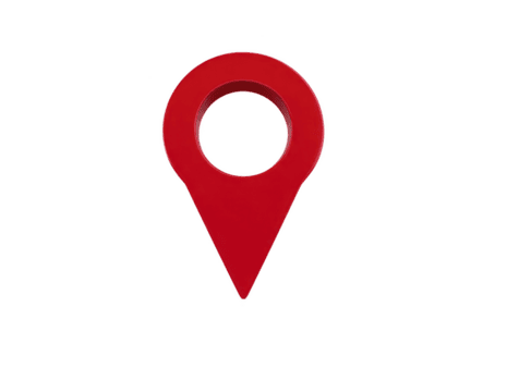 Red location marker icon symbolizes navigation and mapping, representing guidance and direction in modern digital context. This vibrant design captures attention and conveys sense of place png