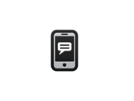Mobile phone icon displaying messaging symbol, representing communication and connectivity in digital world. This captures essence of modern technology and social interaction png