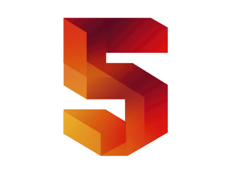 tre dimensionale numero cinque design con pendenza di rosso e arancia colori, in mostra moderno e vivace estetico. Questo grafico elemento può essere Usato nel vario creativo progetti png