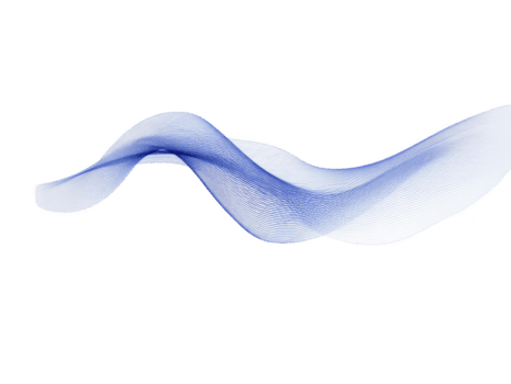 Flowing wave design in blue and white colors creates sense of movement and elegance. This abstract graphic can be used in various creative projects, enhancing visual appeal and depth png