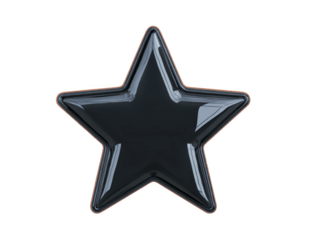 Shiny black star shape with glossy finish, perfect for decorative purposes or design elements. This star can be used in various creative projects, adding touch of elegance and style png
