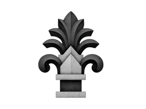 decorativo arquitectónico elemento presentando estilizado floral diseño, combinatorio curvas y agudo anglos, a menudo usado en clásico arquitectura. esta pedazo vitrinas elegancia y arte png