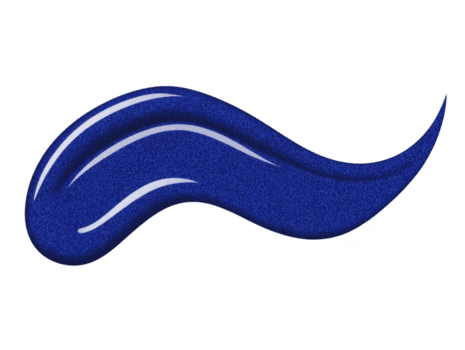 Vibrant blue paint stroke with glossy finish, showcasing smooth and flowing texture. shimmering effect adds depth and visual interest, making it ideal for artistic designs png