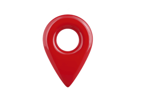 Glossy red location pin icon, symbolizing navigation and mapping, perfect for digital applications and design projects. Its vibrant color adds modern touch to any layout png